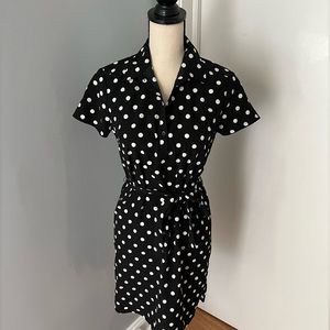 Ann Taylor black white polka dot shirt dress